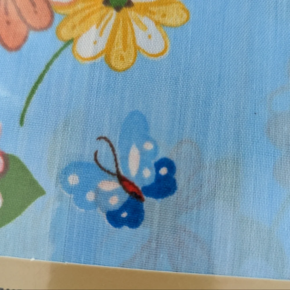 Vintage 70's Thomaston NEW Cottagecore Boho Sheet Set Butterfly Floral Blue
